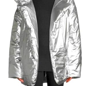 Norma Kamali XL Mid Length Silver Luxury Coat